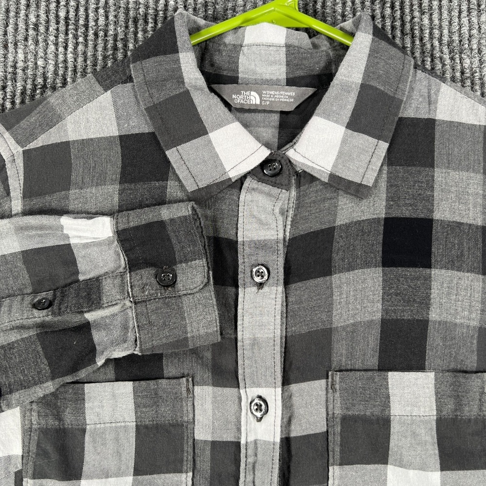 The North Face Womens Shirt Small Gray‎ Plaid Long Sleeve Button Up Outdoor Hike